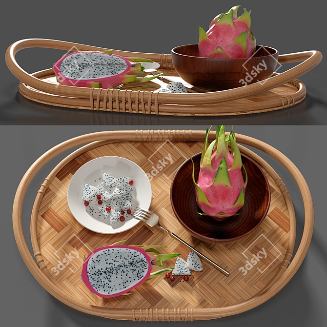 Varfint Ikea Tray & Pitaya - Smoothed 3D Model with Textures 3D model image 3