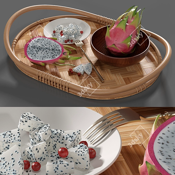 Varfint Ikea Tray & Pitaya - Smoothed 3D Model with Textures 3D model image 7