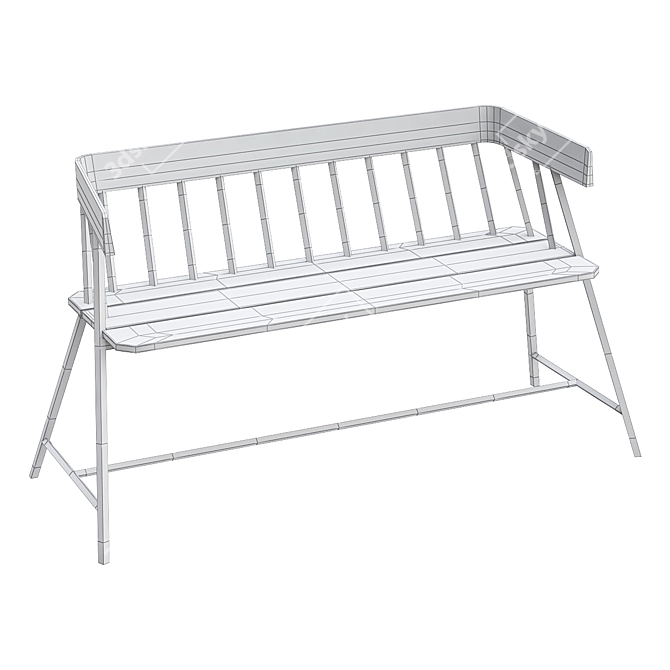 Artisan Teak Bench: Sleek Black 3D model image 2