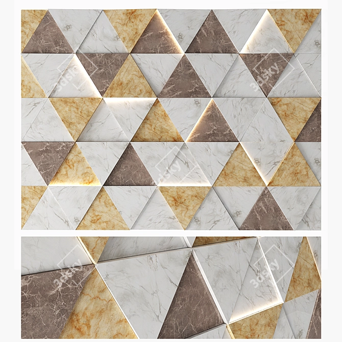 Illuminated Marble Triangle Wall Panel 3D model image 1