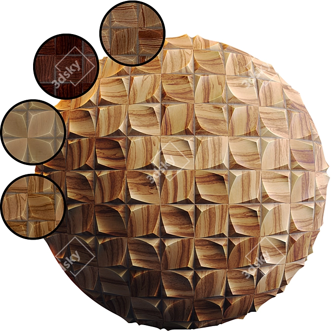 Wooden 3D Panel 02: Authentic Texture 3D model image 1