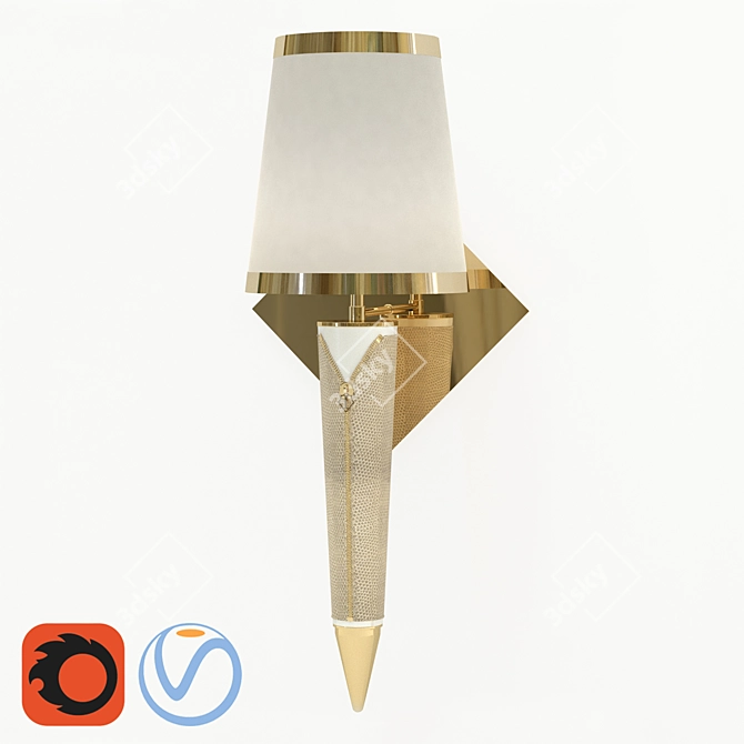 Golden Elegance Wall Sconce 3D model image 4