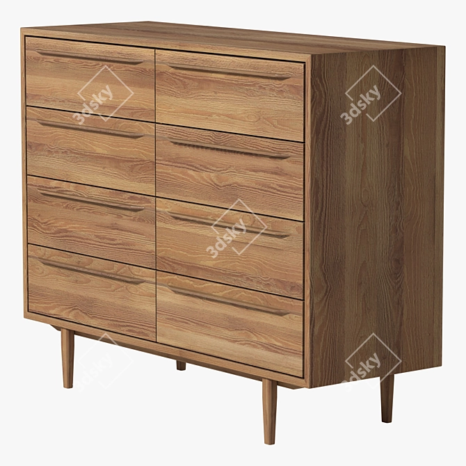 Bruni Black 8-Drawer Chest: Stylish Storage Solution 3D model image 2