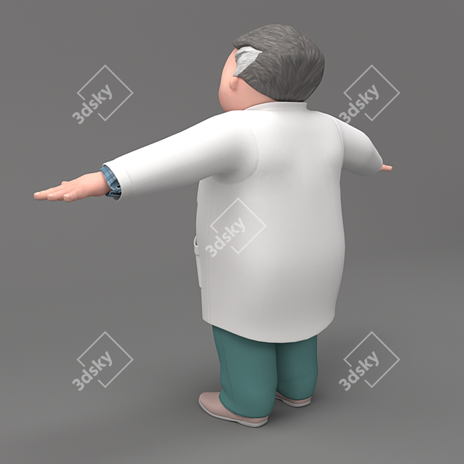 Friendly Doctor Cartoon Character 3D model image 2