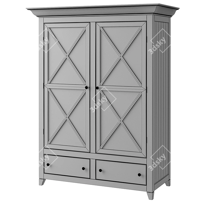 Scandinavian Style Wardrobe with Drawers 3D model image 2