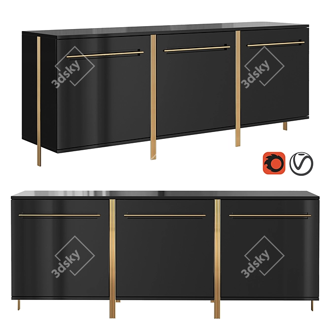 Elegant Versaga Sideboard - Stylish Storage Solution 3D model image 1