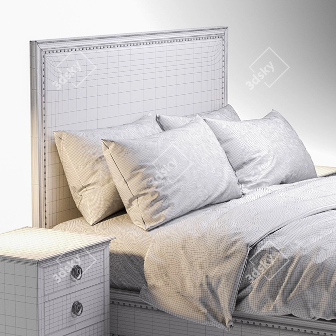 Elegant Fabric Panel Bed 3D model image 4