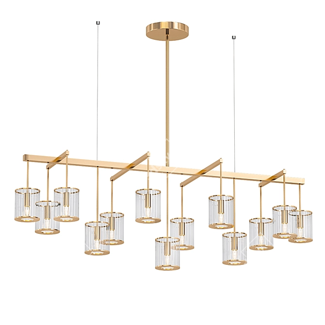 Elegant Flute Beam Chandelier 3D model image 1