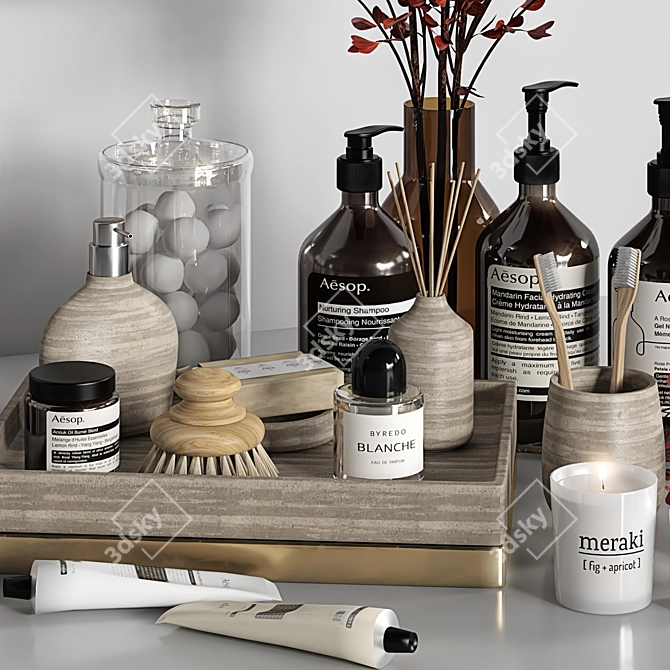 Elegant Bathroom Accessories Set 3D model image 3