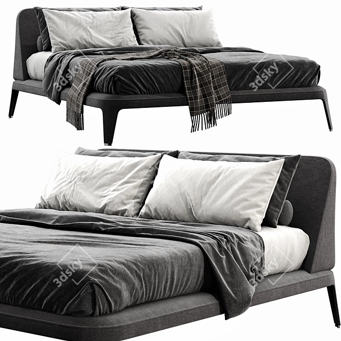 Luxurious Poliform Kelly Imbottito Bed 3D model image 7