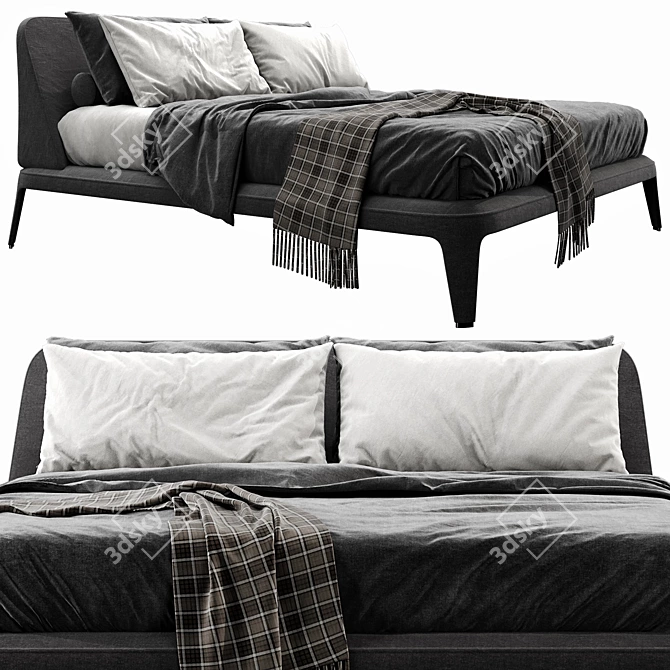 Luxurious Poliform Kelly Imbottito Bed 3D model image 9