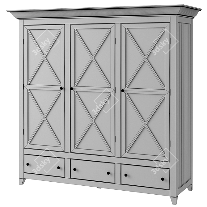 Scandinavian Wardrobe with Drawers La Mer 3D model image 3