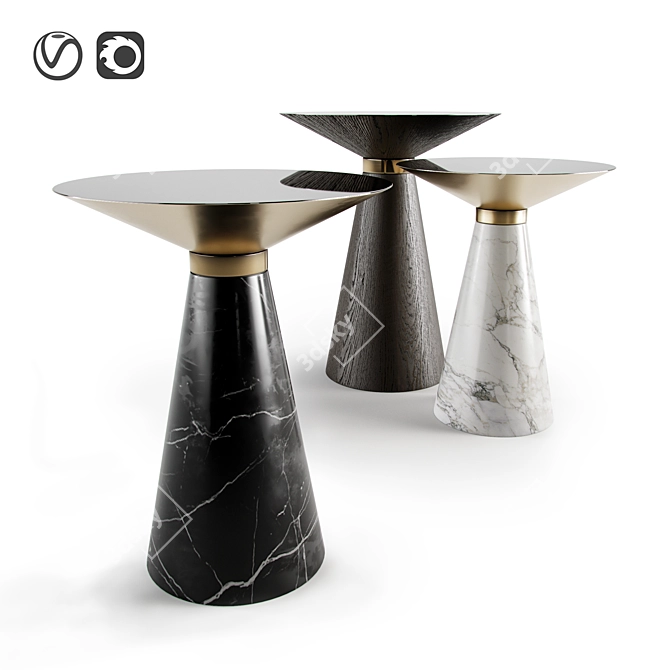 Elegant Vida Coffee Table Set 3D model image 1