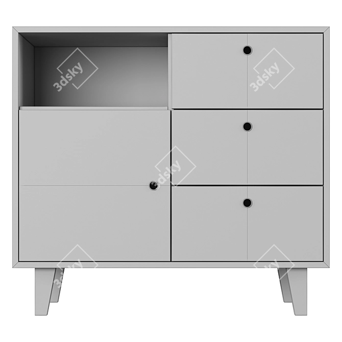 Sleek Gray & Pink Drawer Chest | Cuckooland 3D model image 3