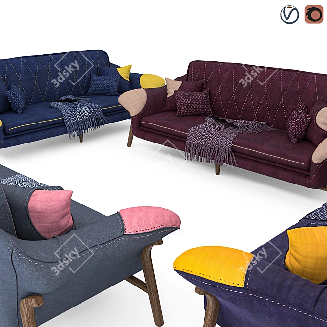 Elegant Flexform Sofa 2015 3D model image 3