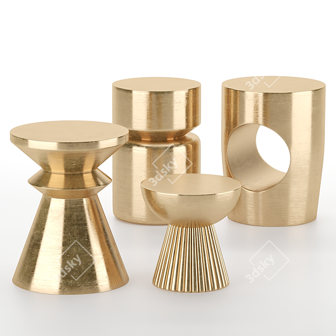 Brass Set: Stylish Side Tables 3D model image 1