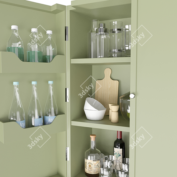 Modern Kitchen Cabinet with Functional Filling 3D model image 2