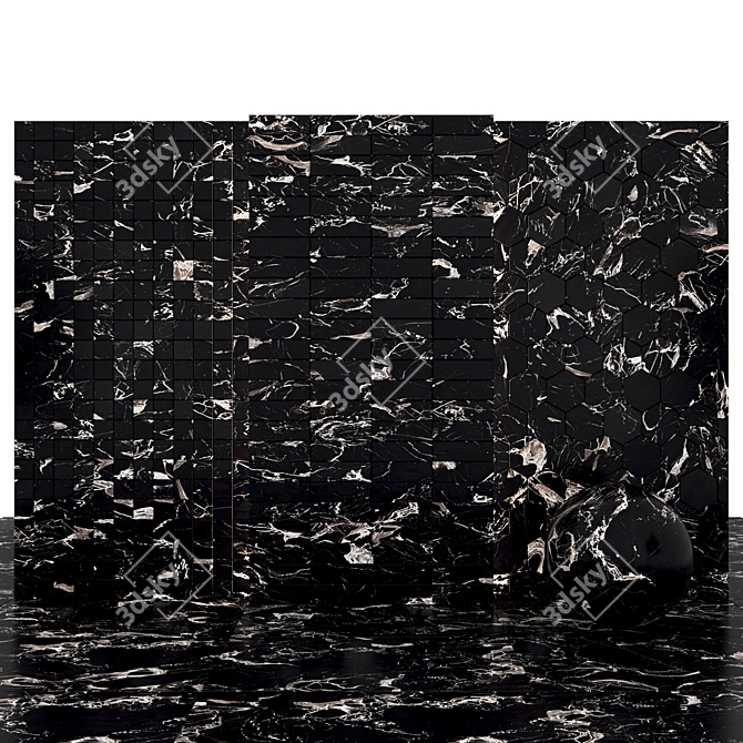 Elia Black Marble: Luxurious and Versatile Tiles 3D model image 2