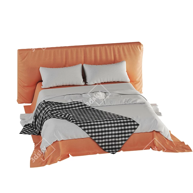 Sleek White & Orange Bed 3D model image 2