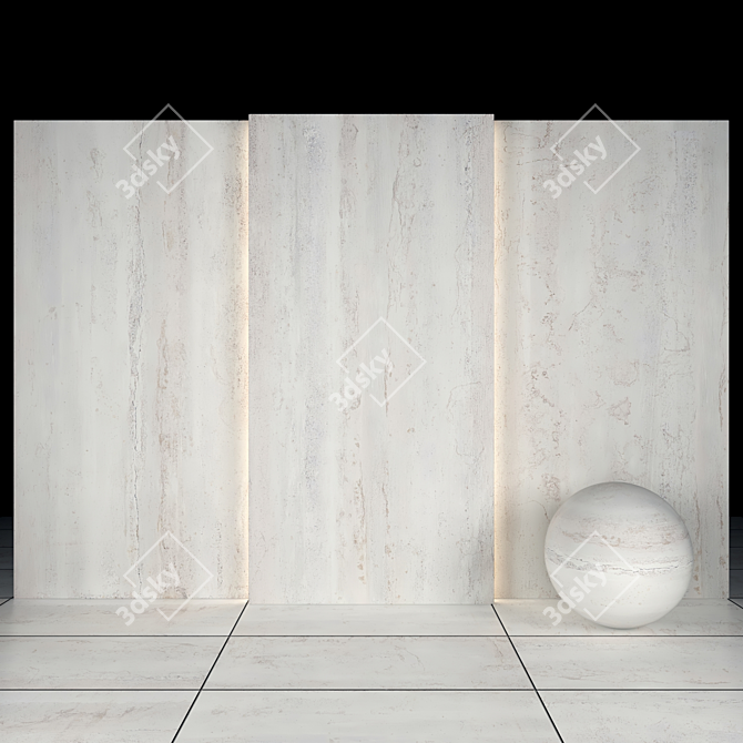 Dayton White Stone: Glossy Blue Slabs & Tiles 3D model image 1