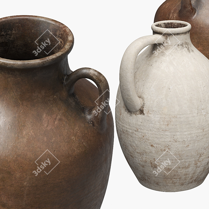 Rustic Ceramic Vase Set 3D model image 2