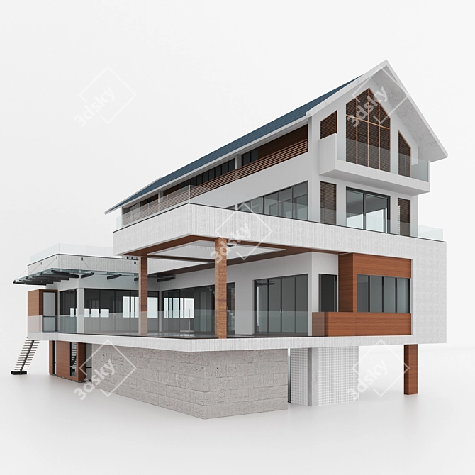 Spacious and Sturdy Building 5 3D model image 4