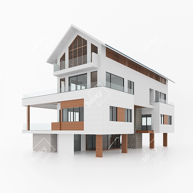 Spacious and Sturdy Building 5 3D model image 5