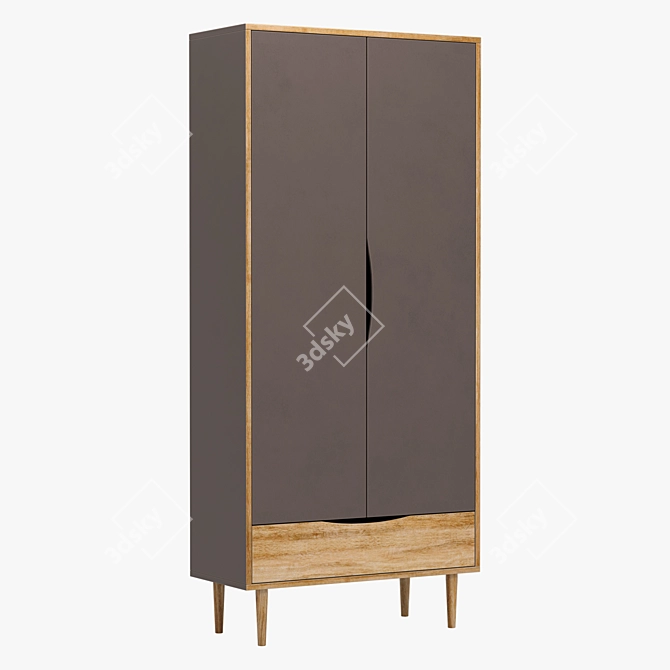 Stylish Wardrobe, 90x200x40 cm 3D model image 2