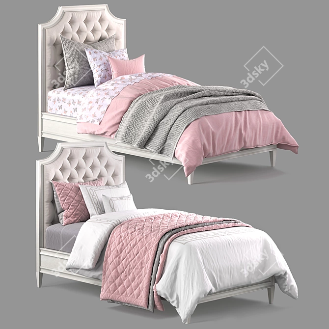 Elegant Alexandra Tufted Bed 3D model image 1
