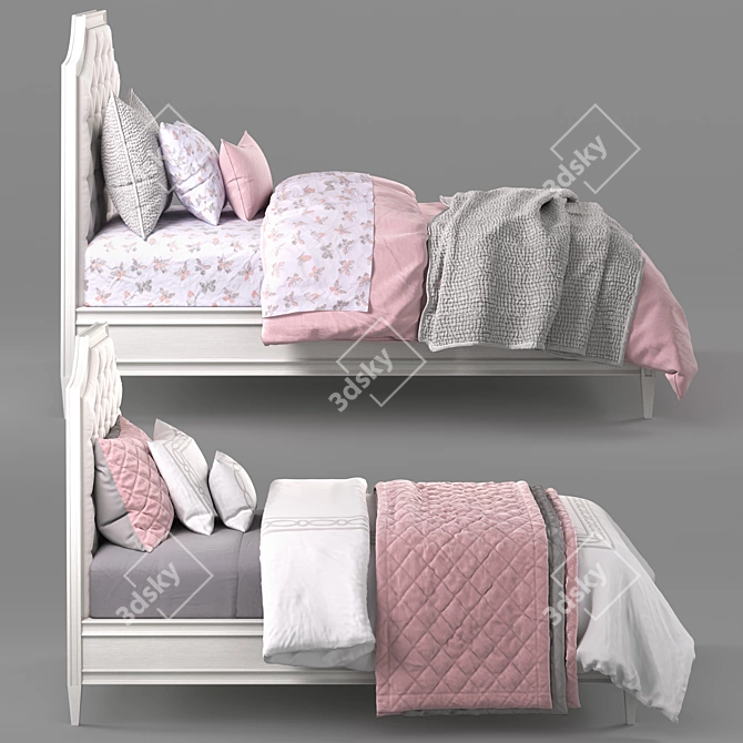 Elegant Alexandra Tufted Bed 3D model image 2