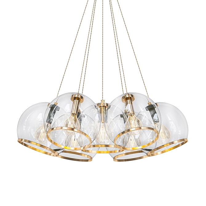 Spherical Pendant Lights with Brass Accents 3D model image 1