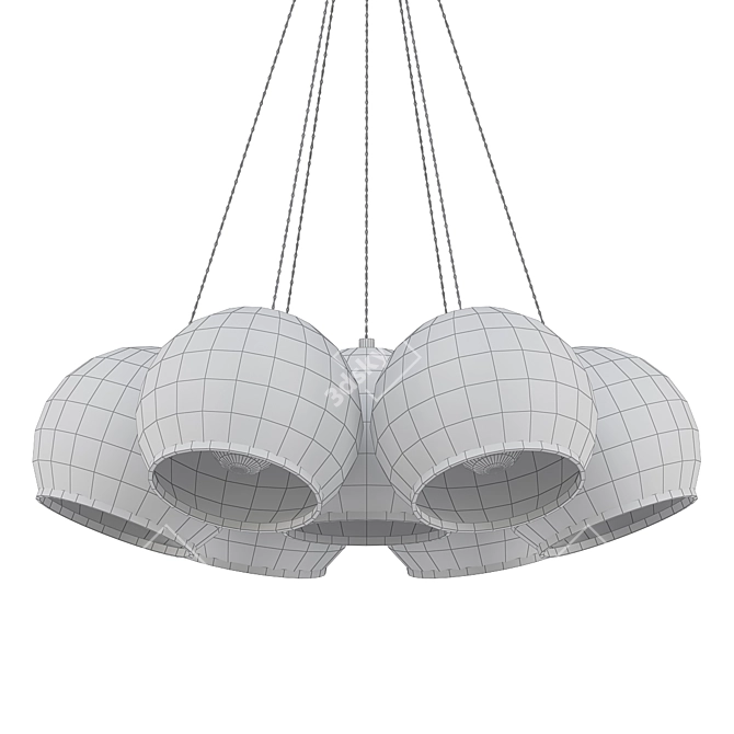 Spherical Pendant Lights with Brass Accents 3D model image 2