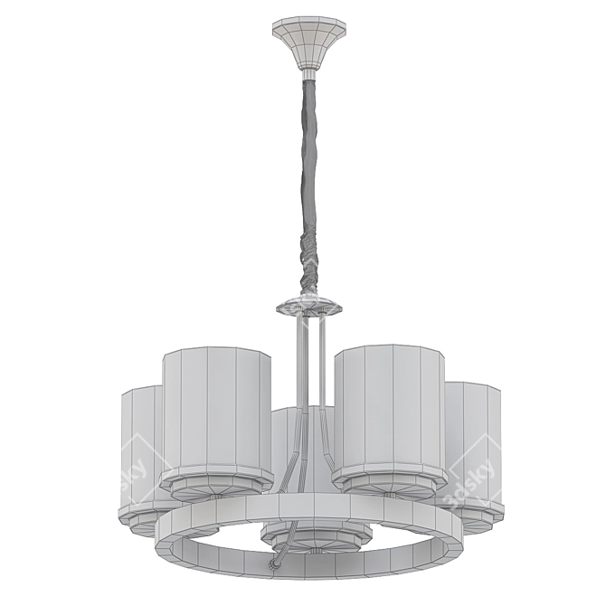 Elegant Black+Gold Glass Chandelier 3D model image 2
