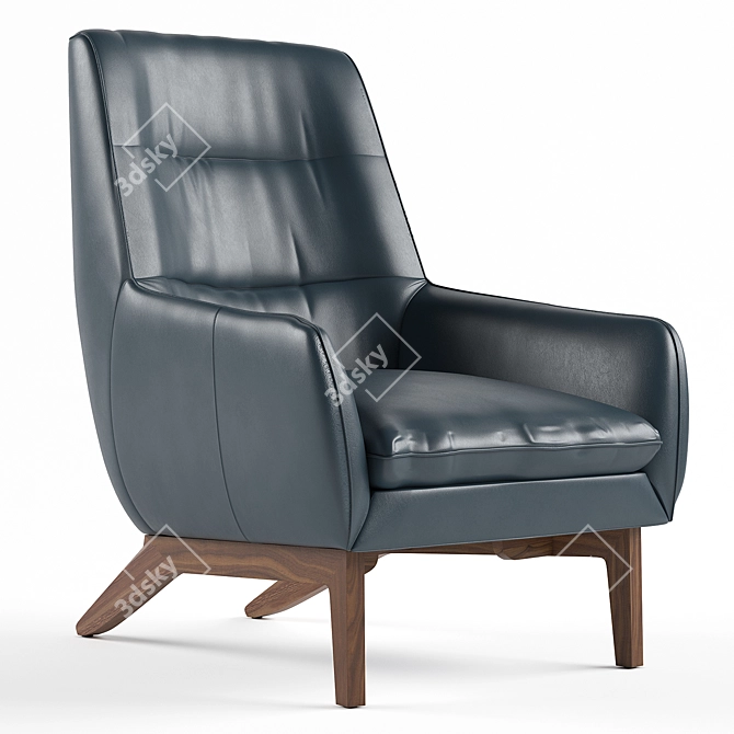 Sleek Black Leather Aman Chair 3D model image 1