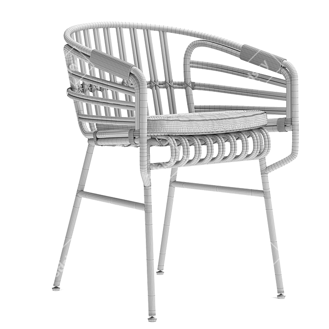 Coastal Chic Rattan Chair 3D model image 1