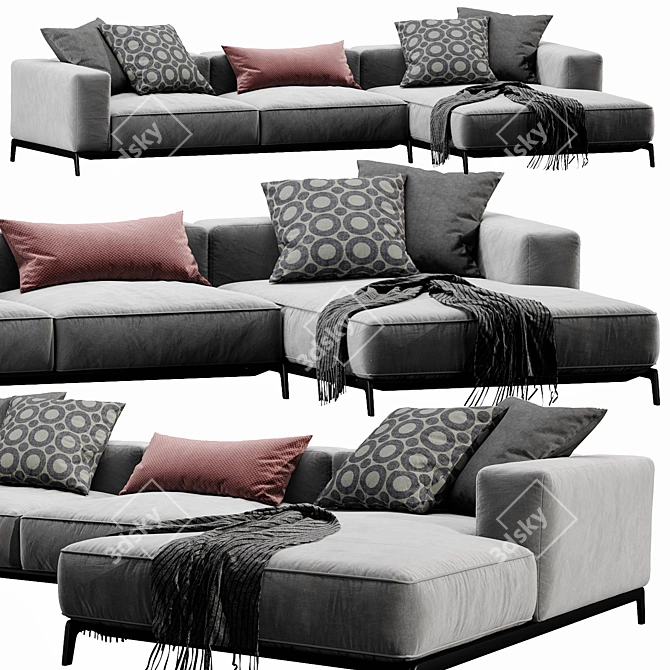 Modern Flexform Ettore Chaise Lounge 3D model image 2