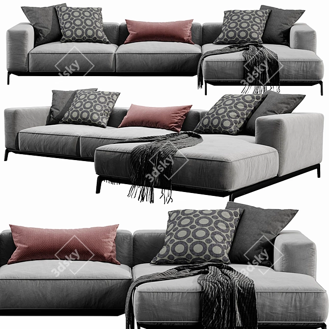 Modern Flexform Ettore Chaise Lounge 3D model image 5