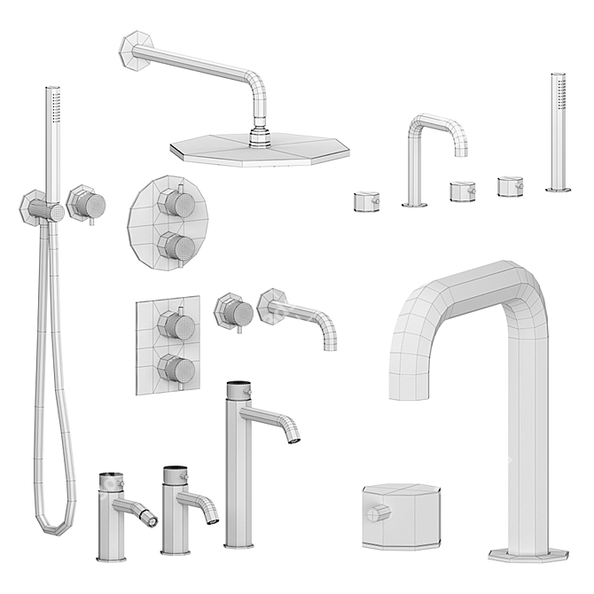 Quadro Source: Elegant Bathroom Fixture Set 3D model image 5