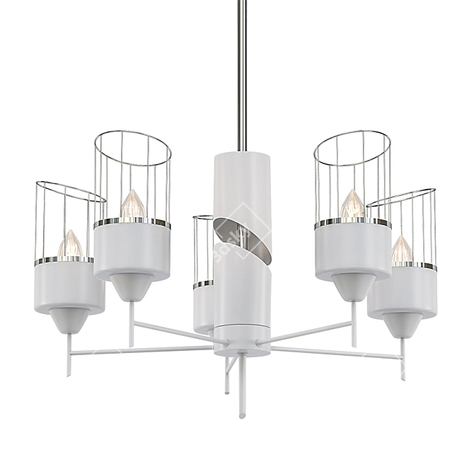 Asymmetric Glass and Metal Mesh Chandelier 3D model image 1