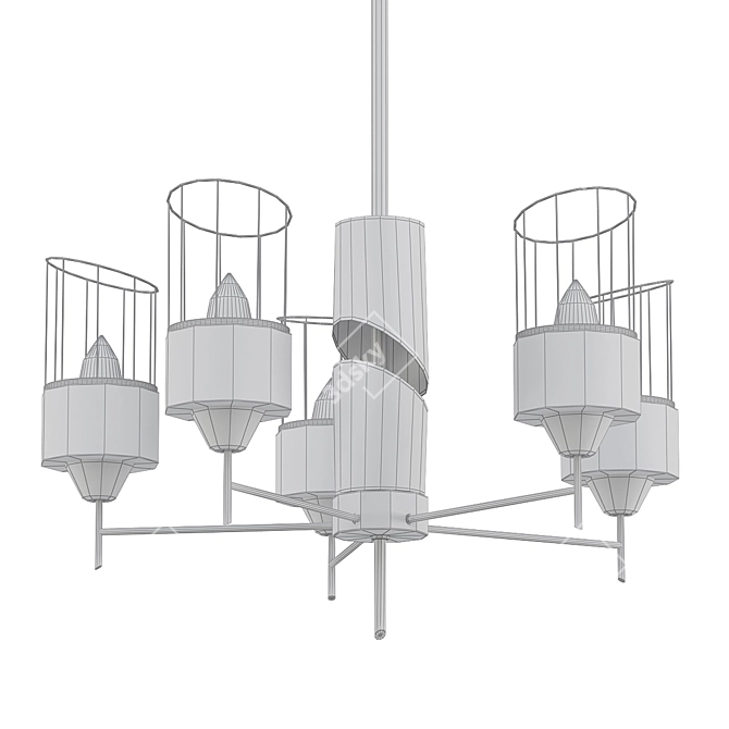 Asymmetric Glass and Metal Mesh Chandelier 3D model image 2