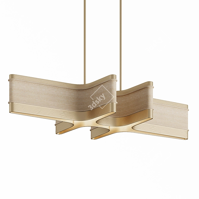 ASTRA - Elegant Brass and Ash Wood Pendant 3D model image 3