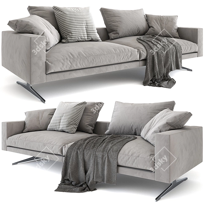 Flexform Campiello Modern Leather Sofa 3D model image 2