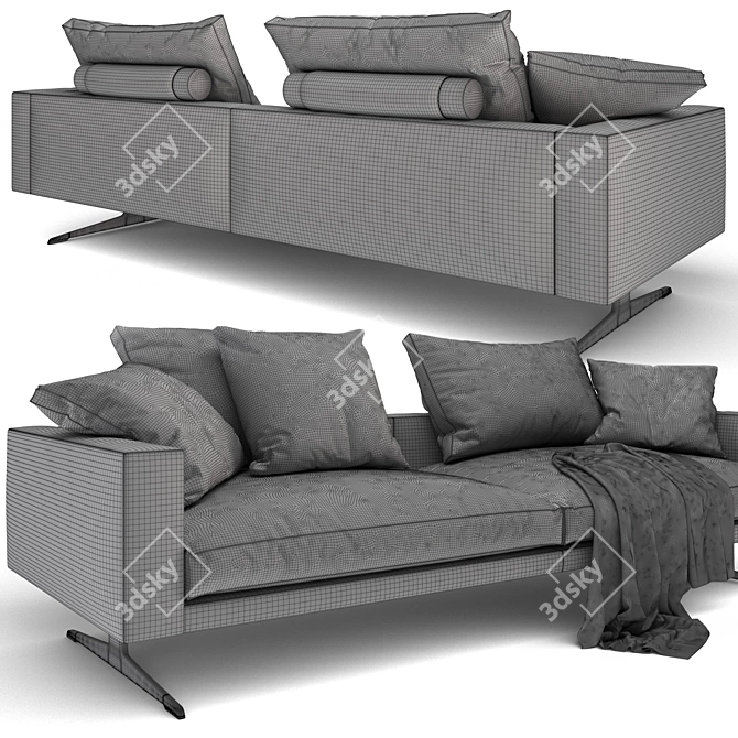 Flexform Campiello Modern Leather Sofa 3D model image 4
