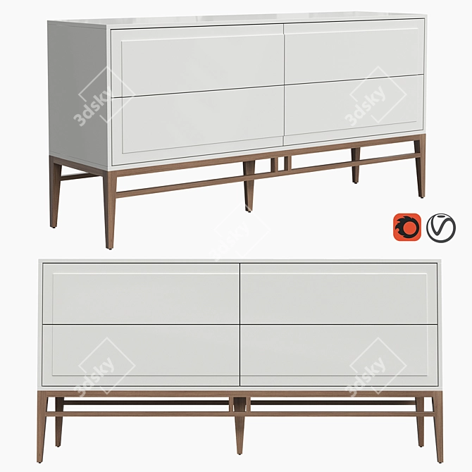 Modern Gray Walnut Sideboard by Angel Cerda 3D model image 1