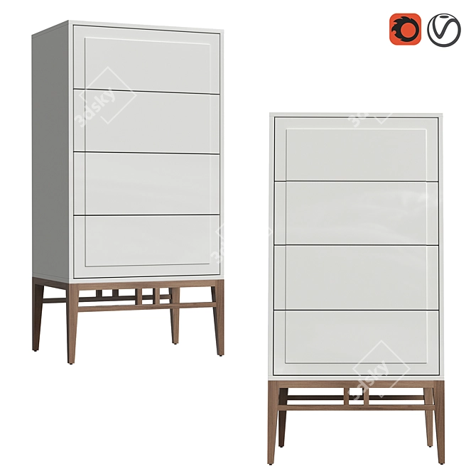 Modern Gray and Walnut Chiffonier 3D model image 1