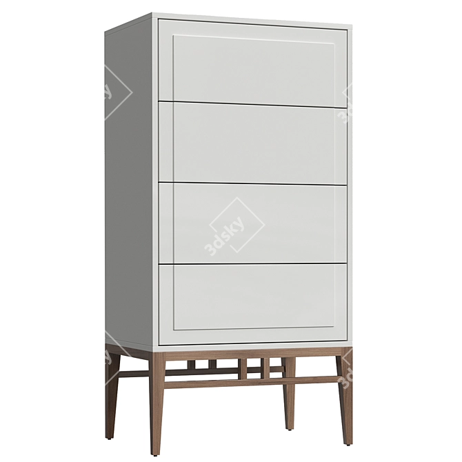 Modern Gray and Walnut Chiffonier 3D model image 2