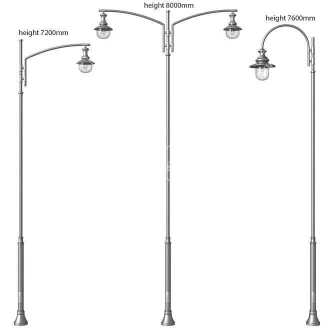 Elevated Street Light - 7,200mm 3D model image 2