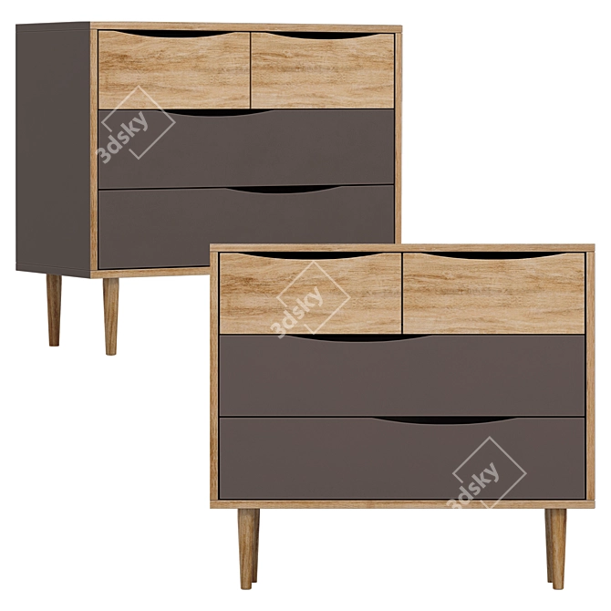 Stylish and Practical Chest of Drawers | 90x81x40 cm 3D model image 1