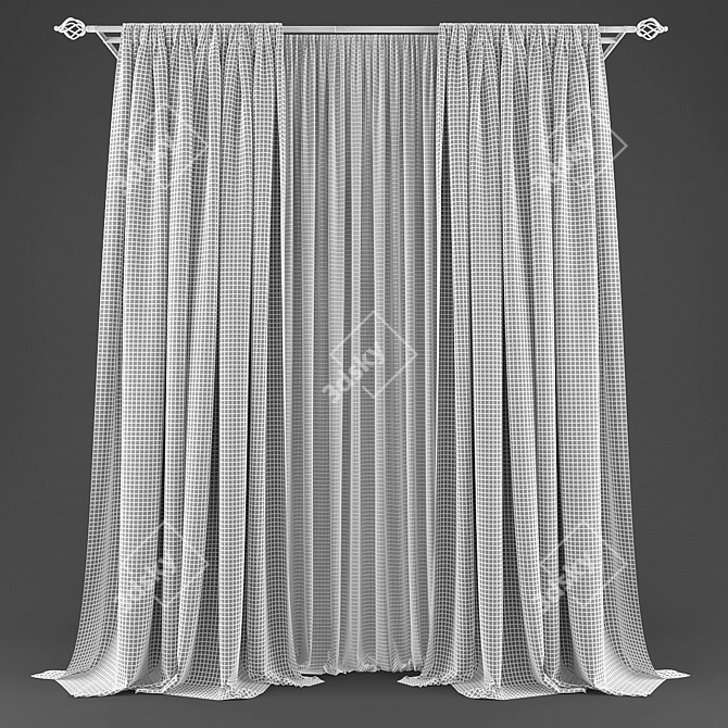 Elegant Polys Curtains 3D model image 2