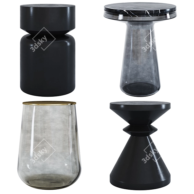 Sleek Coffee Side Table Set 3D model image 1